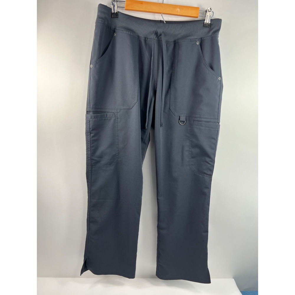 Dickies Pants Women's Petite Sz M Gray Pockets Drawstring Elastic Waist Slits